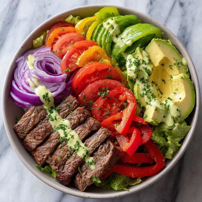 Steak Fajita Salad with Creamy Cilantro Lime Dressing Recipe