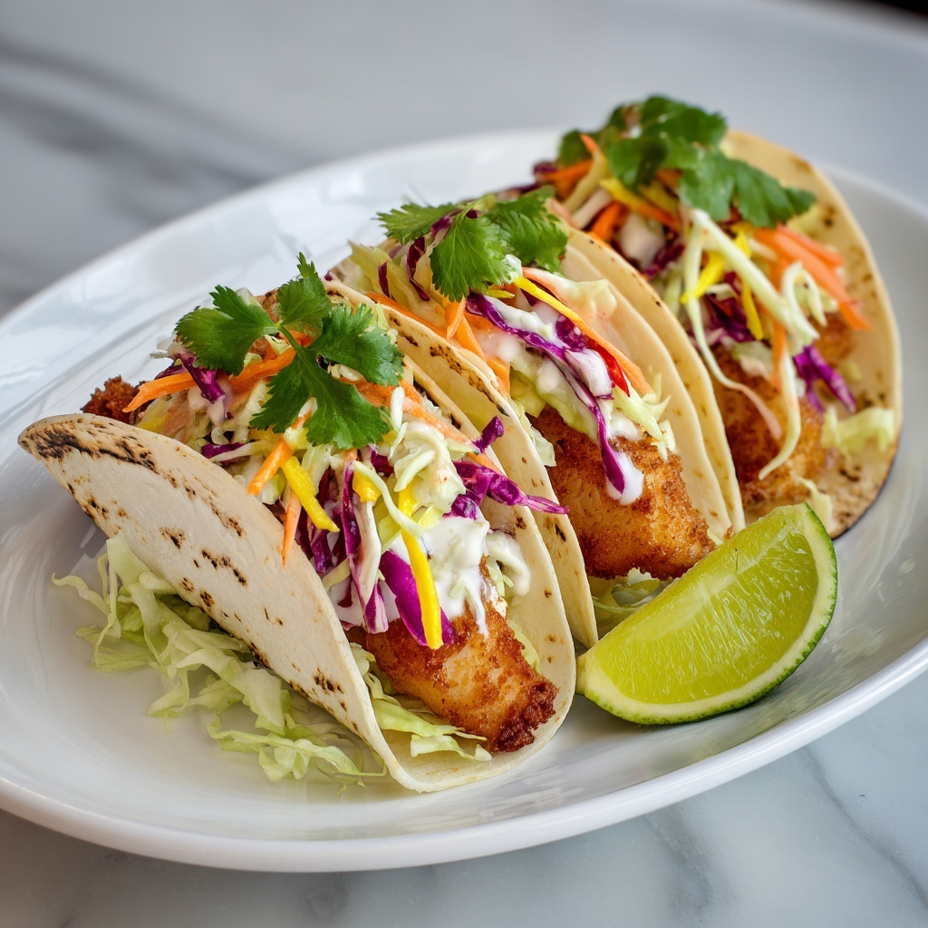 Crispy Fish Tacos with Cilantro Lime Slaw Recipe - Recipe Image