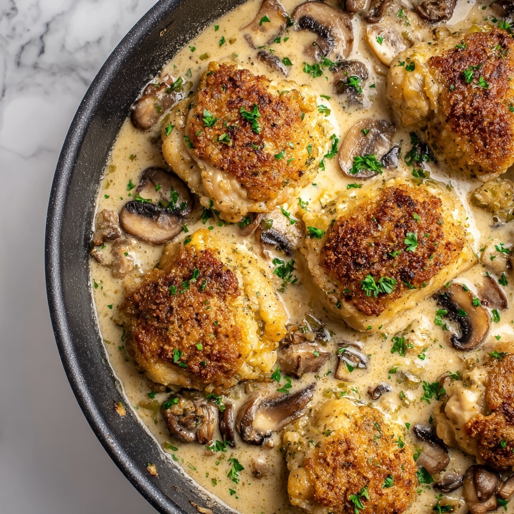 Chicken and Mushroom Skillet in a Creamy Asiago and Mustard Sauce Recipe - Recipe Image
