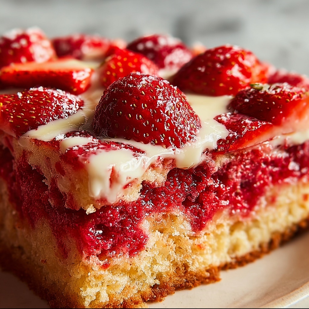 Strawberry Snack Cake with Powdered Sugar Glaze Recipe - Recipe Image