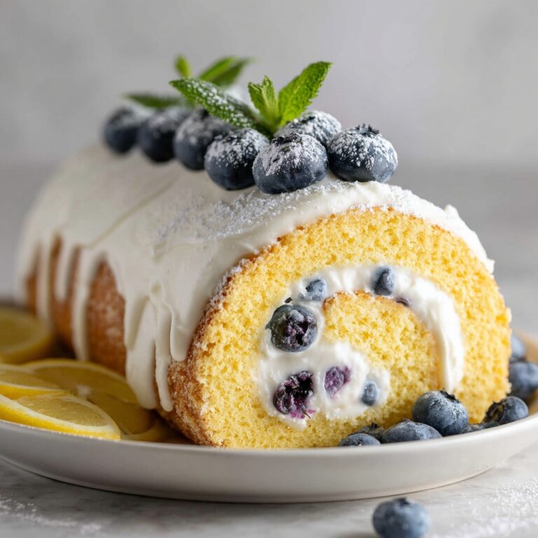 Lemon Blueberry Angel Food Cake Roll Recipe