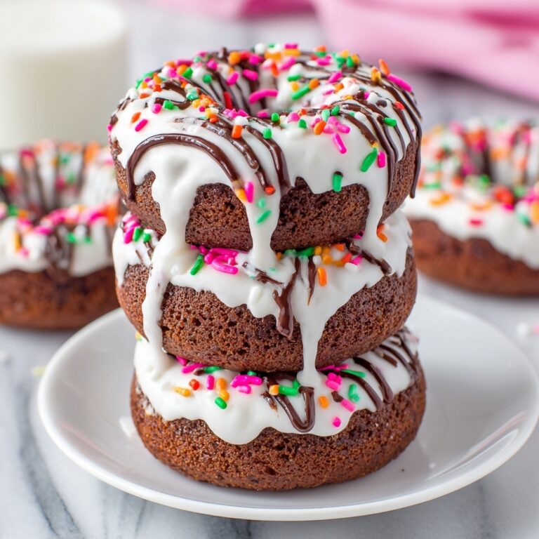 Easy Brownie Mix Donuts with White Chocolate Drizzle Recipe