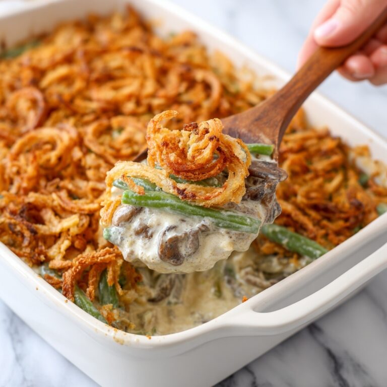 Green Bean Casserole with Mushroom Sauce and Crispy Fried Onions Recipe