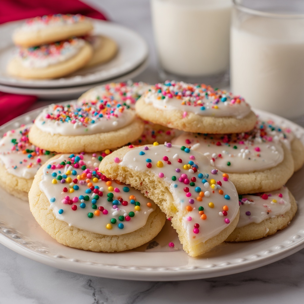 Italian Cookies with Almond Glaze and Rainbow Sprinkles Recipe - Recipe Image