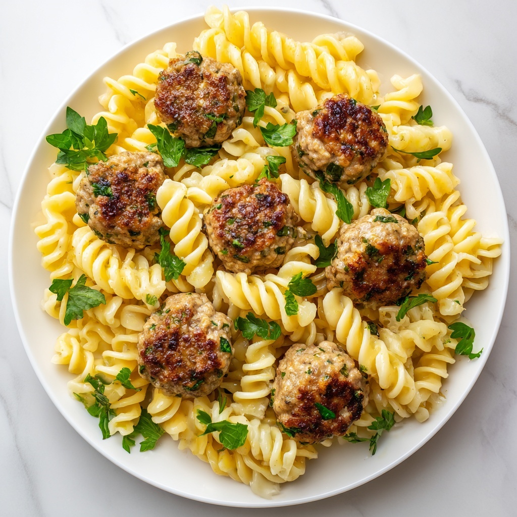 Baked Sage Chicken Meatballs with Parmesan Orzo Recipe - Recipe Image