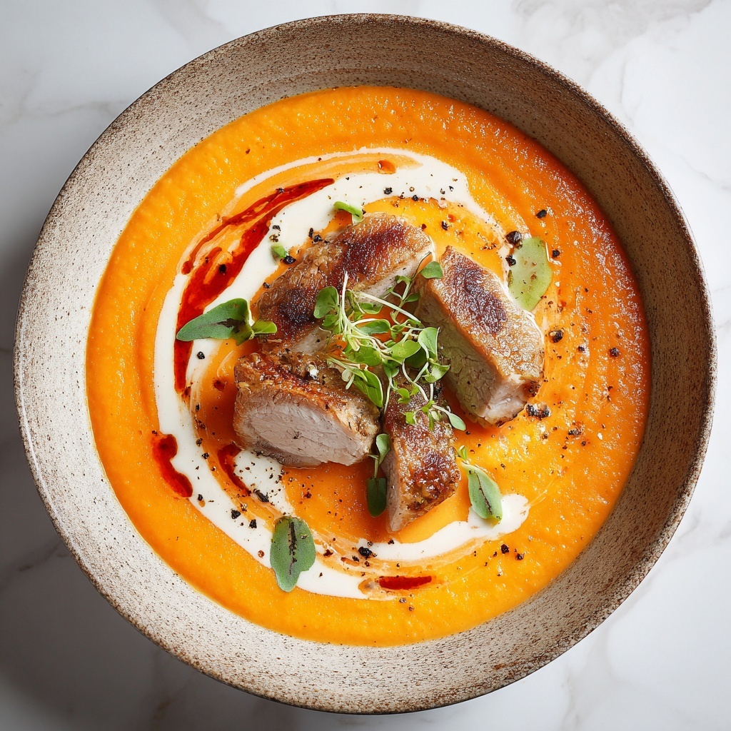 Creamy Turmeric Pumpkin and Carrot Soup with Peanut Butter and Fresh Herbs Recipe - Recipe Image