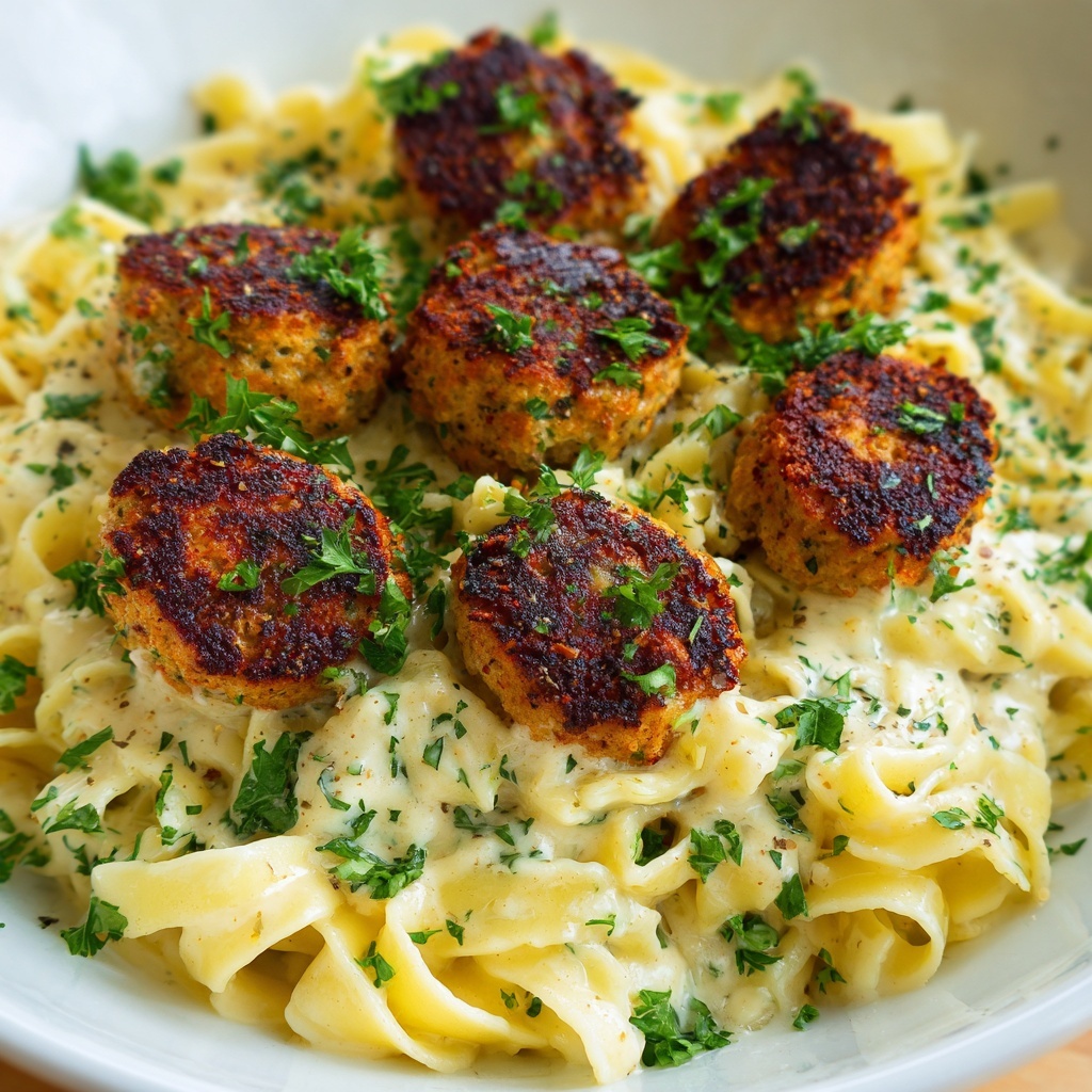 Garlic Butter Chicken Bites with Creamy Parmesan Pasta Recipe - Recipe Image