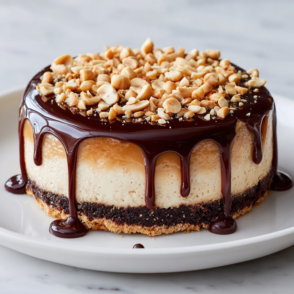 No-Bake Peanut Butter Cheesecake with Chocolate Chips and Reese’s Pieces Recipe - Recipe Image