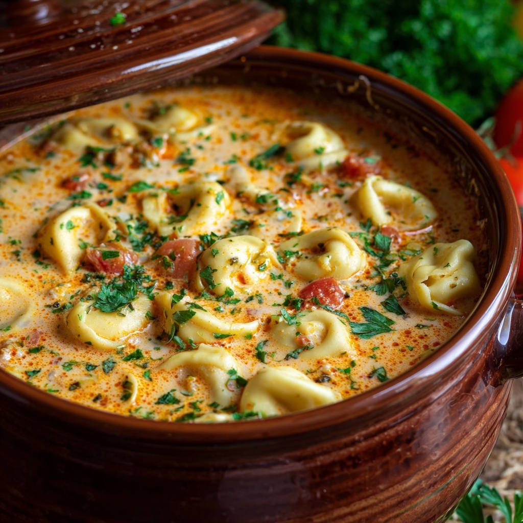 Slow Cooker Creamy Tortellini Soup Recipe - Recipe Image