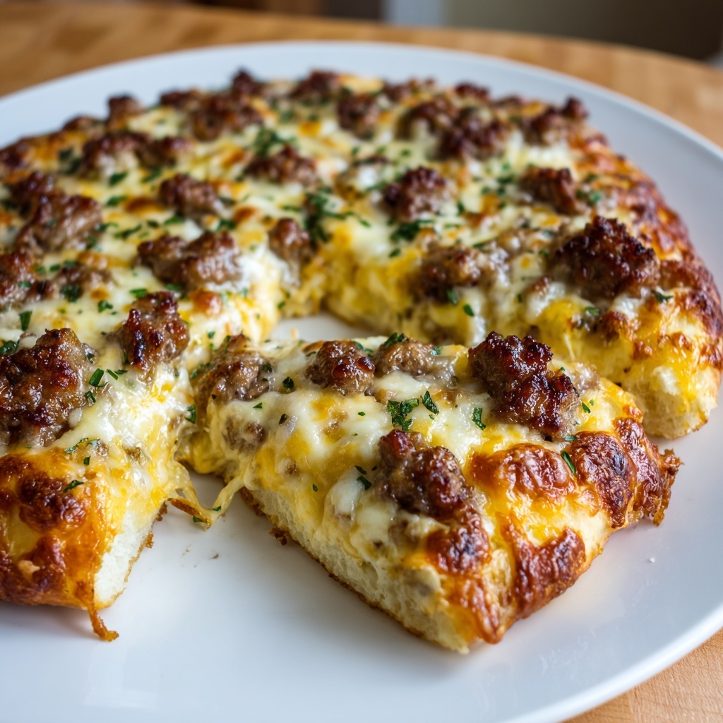 Sausage Gravy Crescent Roll Breakfast Pizza Recipe - Recipe Image