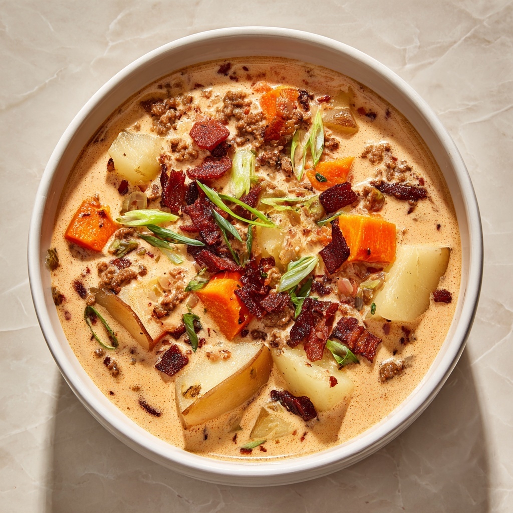 Creamy Crockpot Potato and Hamburger Soup Recipe - Recipe Image