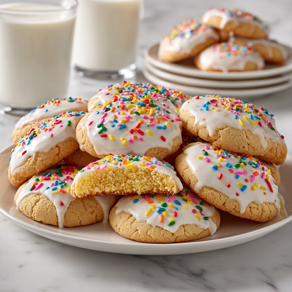 Italian Cookies with Almond Glaze and Rainbow Sprinkles Recipe - Recipe Image