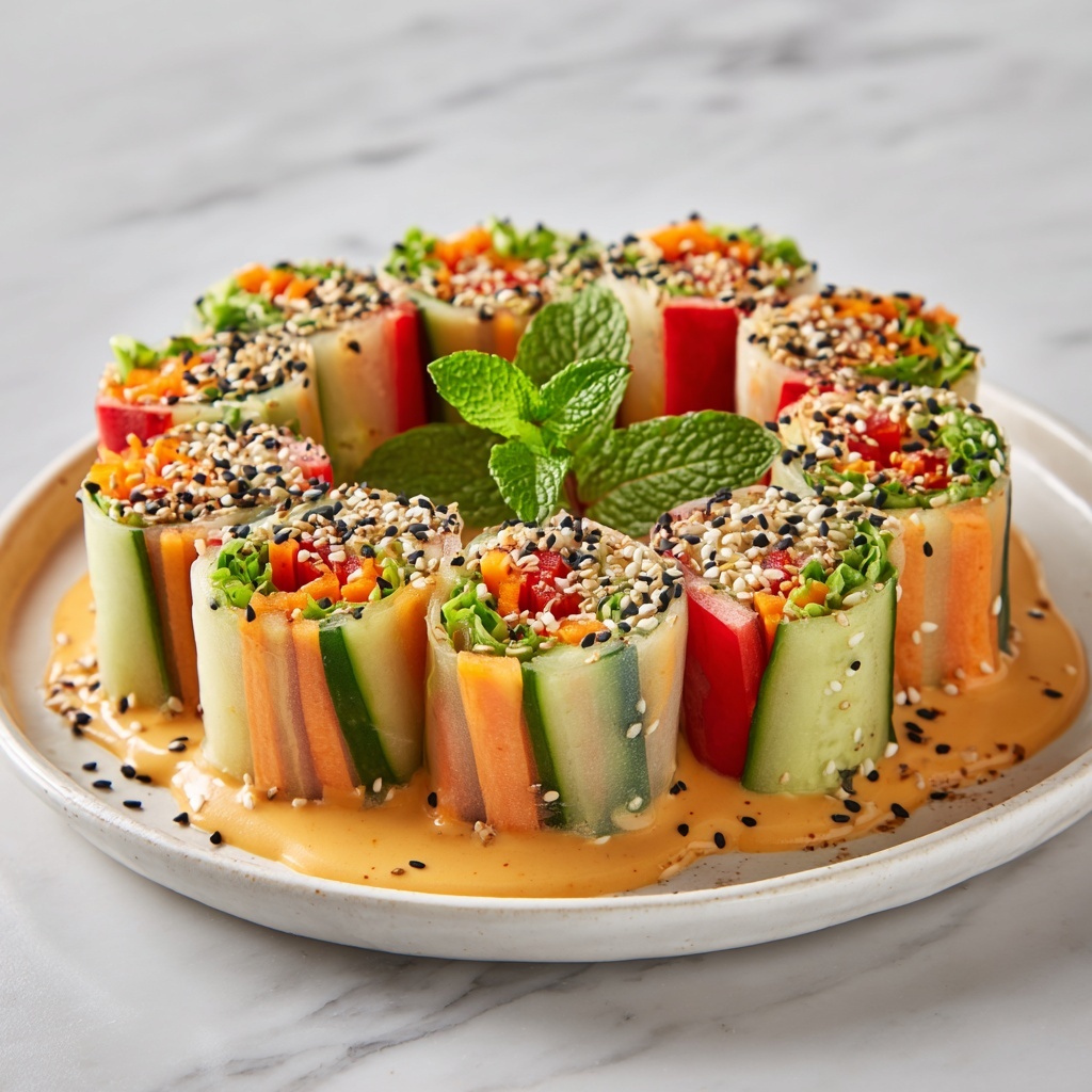 Vegetarian Spring Rolls with Peanut Dipping Sauce Recipe - Recipe Image