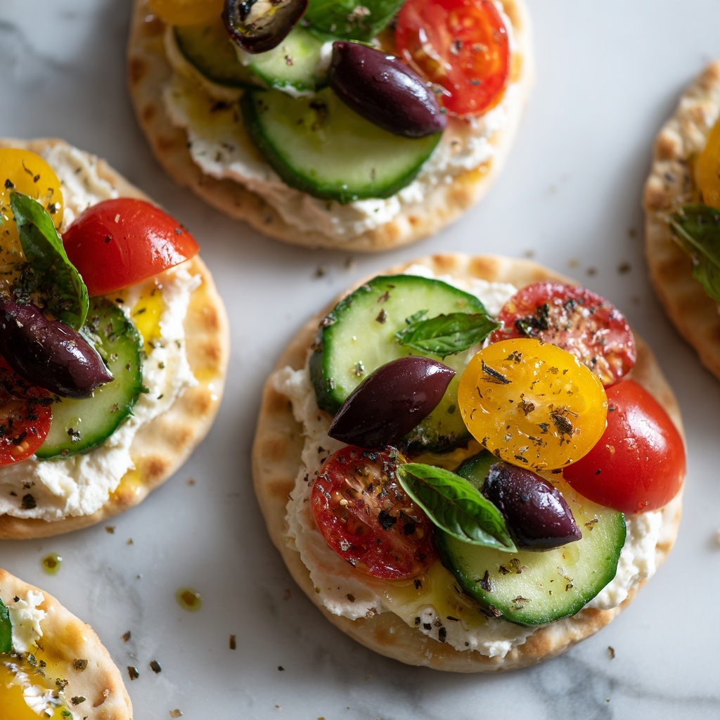 Greek Salad Naan Bites with Hummus Recipe - Recipe Image