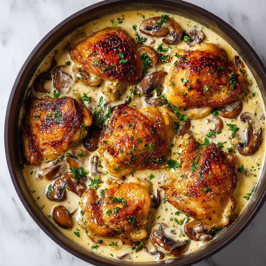 Chicken and Mushroom Skillet in a Creamy Asiago and Mustard Sauce Recipe - Recipe Image