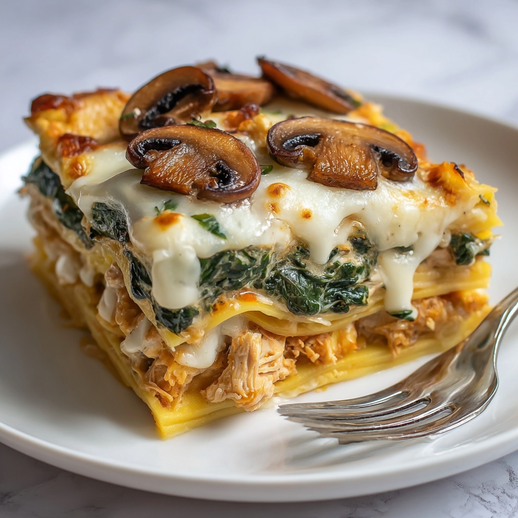 Chicken, Mushroom, and Spinach Lasagna Recipe - Recipe Image