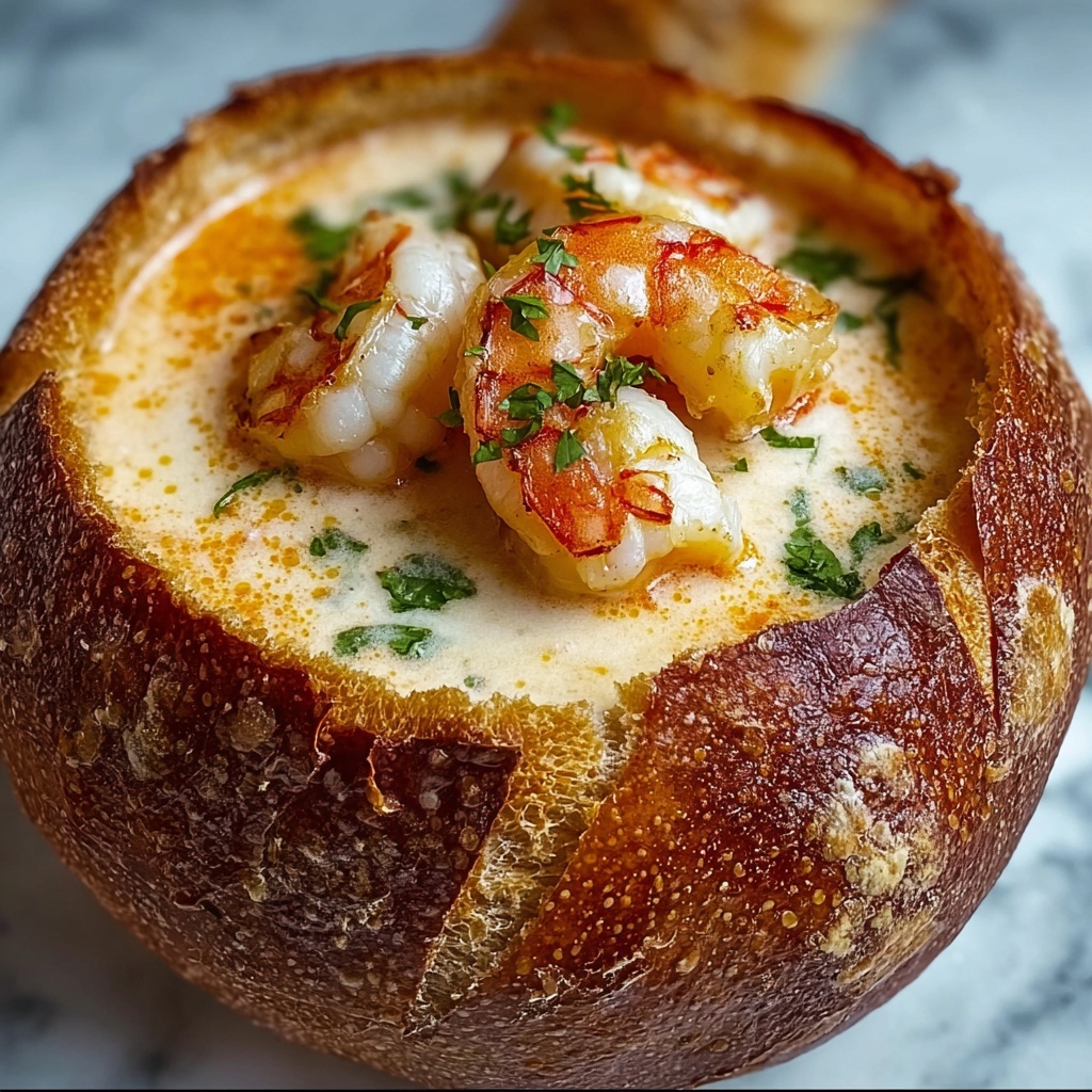 Stuffed Seafood Soup Bread Bowl Recipe - Recipe Image