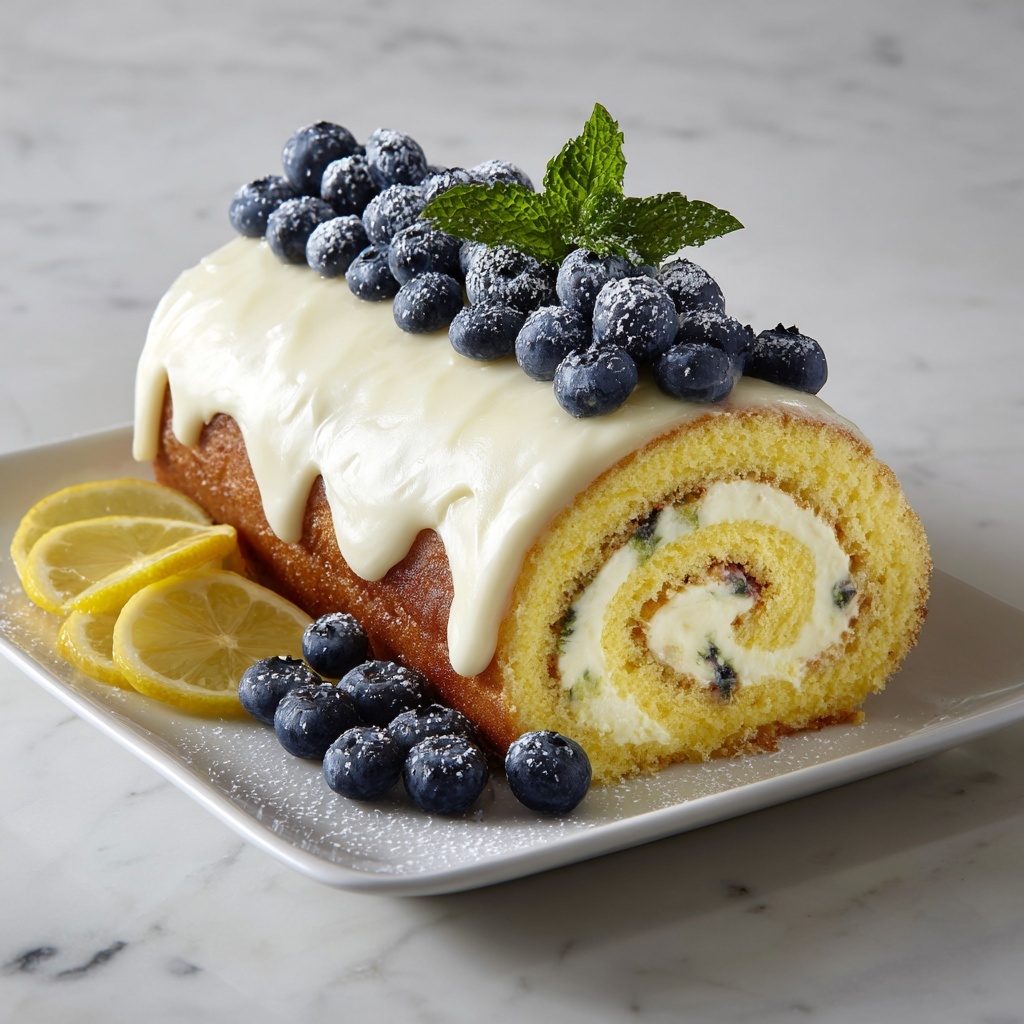 Lemon Blueberry Angel Food Cake Roll Recipe - Recipe Image